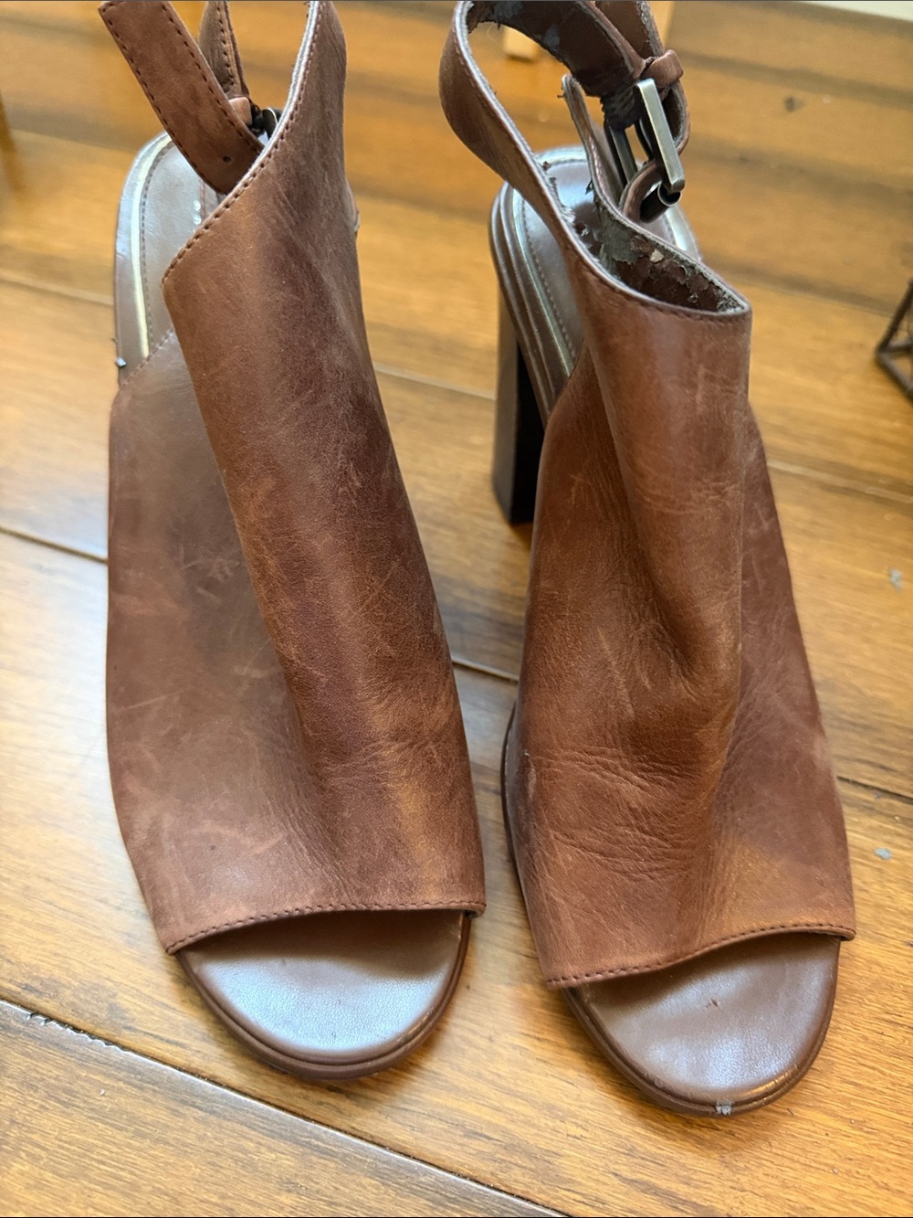 Lauren Ralph Lauren Brown Open-Toe Slingback Heels